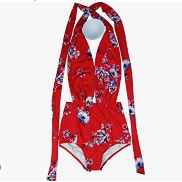 COCOSHIP Retro One Piece Backless Bather Swimsuit High Waisted Pin Up Swimwear - Picture 3 of 6